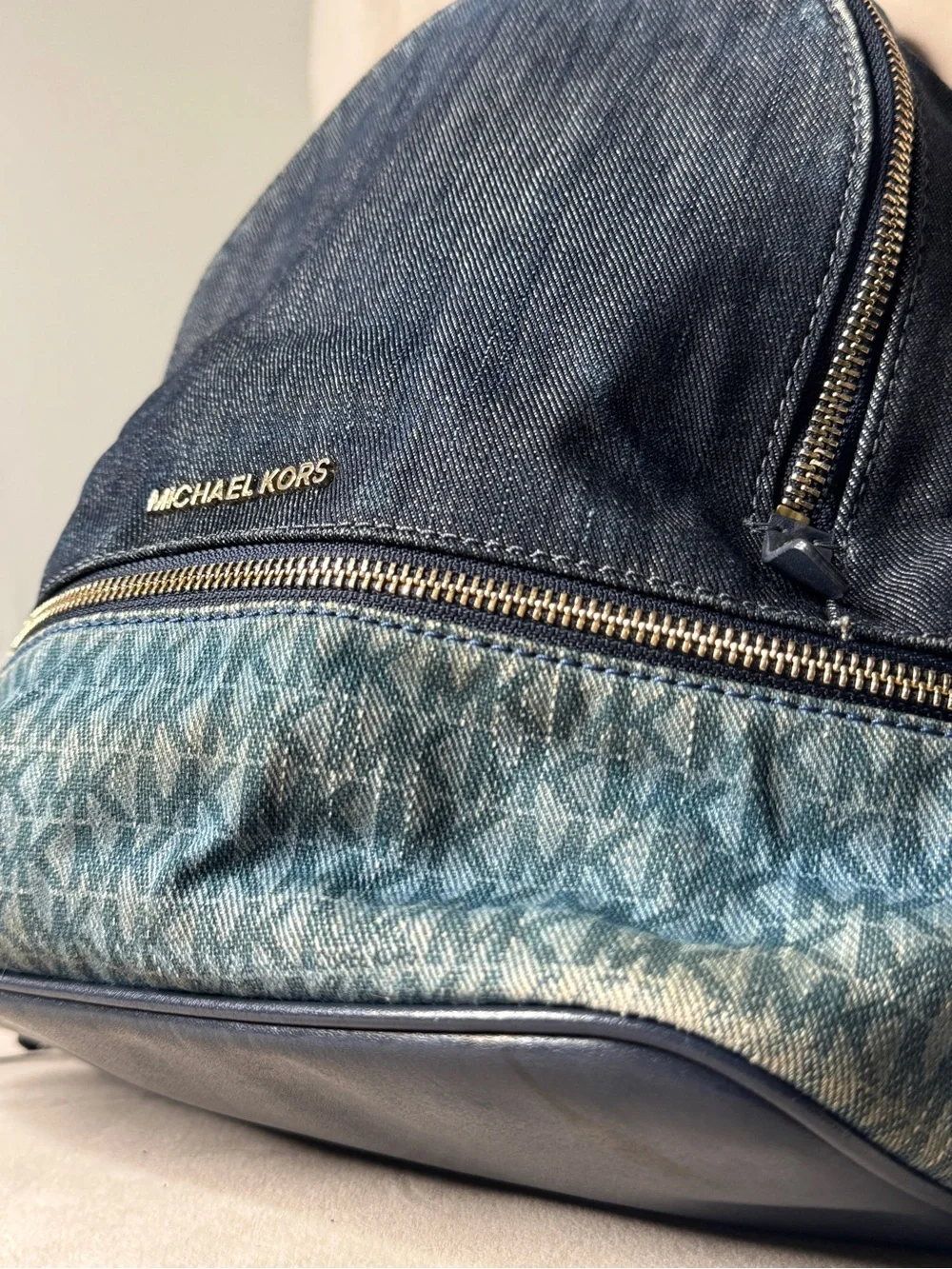 Michael Kors Denim Logo Backpack in Blue